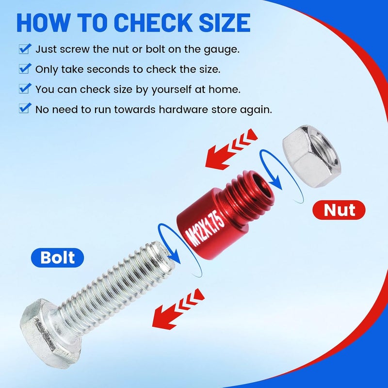 Ukiupop 50PCS Thread Checker Kit – SAE & Metric Bolt Thread Checker, Nut & Bolt Size Finder Tool (27 SAE + 23 Metric) – Thread Gauge for Quickly Identifying Screw, Nut, and Bolt Sizes - Image 5